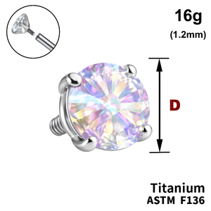 Накрутка  з Кристалом&nbspAB 16G (1,2 мм), ТИТАН, для пірсингу