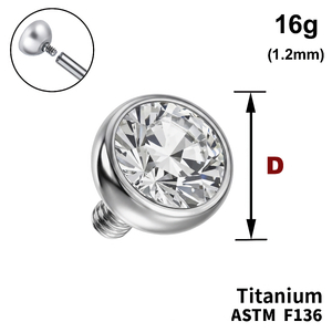 Накрутка напівсфера з Прозорим Кристалом 16G (1,2 мм), ТИТАН, для пірсингу