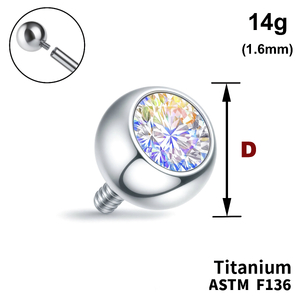 Кулька з кристалом&nbspAB 14g (1,6мм), Зовні різьблення, ТИТАН