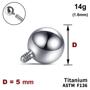 Кулька 5мм, 14g (1,6мм), Зовні різьблення, ТИТАН