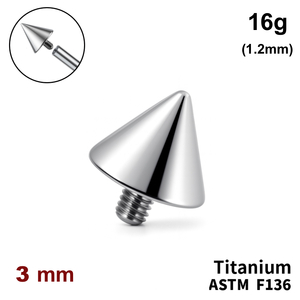 Конус 3мм, 16g (1,2мм), Зовні різьблення, ТИТАН