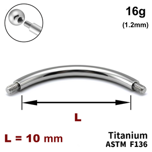 Ножка микробанана 10мм, 16g (1,2мм), Снаружи резьба, ТИТАН