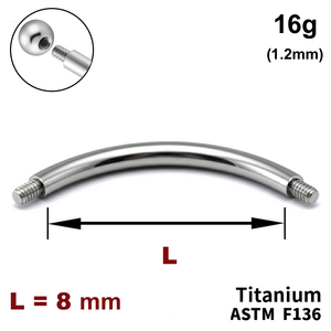 Ножка микробанана 8мм, 16g (1,2мм), Снаружи резьба, ТИТАН