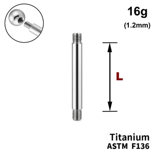 Ніжка штанги 16g (1,2мм), Зовні різьблення, ТИТАН