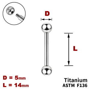Штанга (барбелл) 14мм з кульками 5мм, Зовні різьблення, ТИТАН