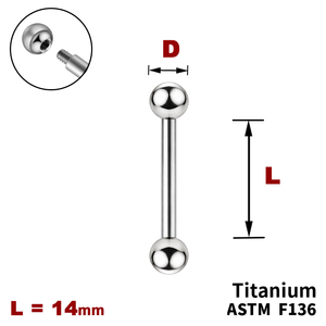Штанга (барбелл) 14мм з кульками, Зовні різьблення, ТИТАН