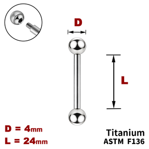 Штанга (барбелл) 24мм з кульками 4мм, Зовні різьблення, ТИТАН