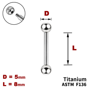 Штанга (барбелл) 8мм з кульками 5мм, Зовні різьблення, ТИТАН