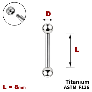 Штанга (барбелл) 8мм з кульками, Зовні різьблення, ТИТАН