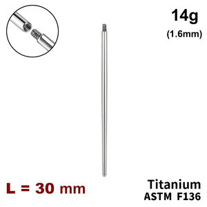 Тапер прямий 14g (1.6мм), зовнішнє різьблення, ТИТАН