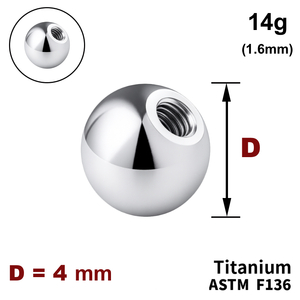 Кулька 4мм, 14g (1,6мм), Усередині різьблення, ТИТАН