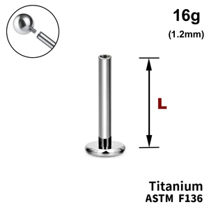 Ніжка лабрета 16g (1,2мм), Усередині різьблення, ТИТАН