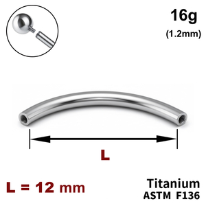 Ніжка мікробанана 12мм, 16g (1,2мм), Усередині різьблення, ТИТАН