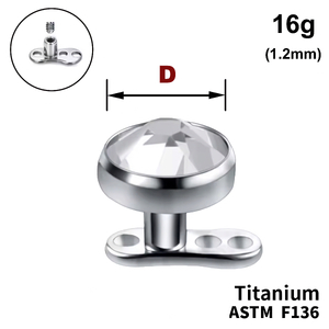 Мікродермал, завальцьований кристал, 16g (1.2мм), Усередині різьблення, ТИТАН
