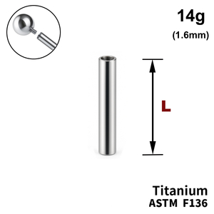 Ніжка штанги 14g (1,6мм), Усередині різьблення, ТИТАН