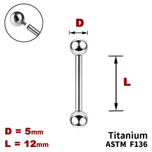 Штанга (барбелл) 12мм з кульками 5мм, Зовні різьблення, ТИТАН