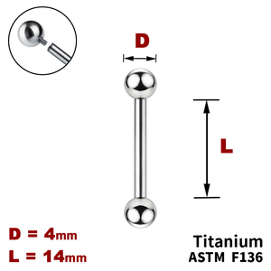 Штанга (барбел) 14мм з кульками 4мм, Усередині різьблення, ТИТАН