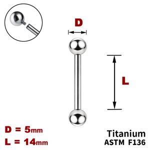 Штанга (барбел) 14мм з кульками 5мм, Усередині різьблення, ТИТАН