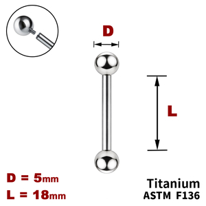 Штанга (барбел) 18мм з кульками 5мм, Усередині різьблення, ТИТАН