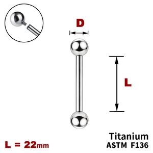 Штанга (барбел) 22мм з кульками, Усередині різьблення, ТИТАН