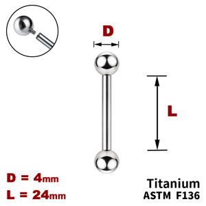 Штанга (барбел) 24мм з кульками 4мм, Усередині різьблення, ТИТАН
