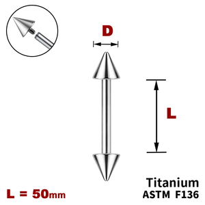 Штанга (барбел) 50мм з конусами, Усередині різьблення, ТИТАН