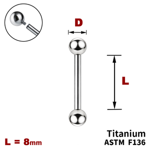 Штанга (барбел) 8мм з кульками, Усередині різьблення, ТИТАН