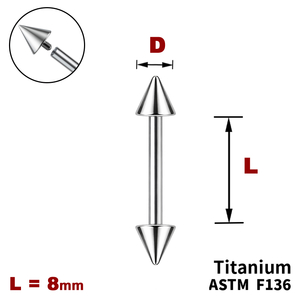 Штанга (барбел) 8мм з конусами, Усередині різьблення, ТИТАН