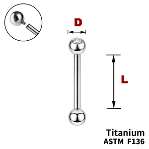 Штанга (барбел) з кульками, одна з яких з Прозорим Кристалом, Усередині різьблення, ТИТАН
