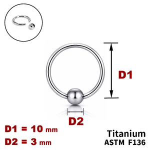 Кільце BCR 10мм, з кулькою 3мм, ТИТАН