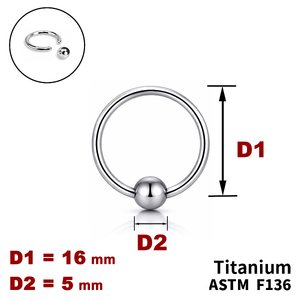 Кільце BCR 16мм, з кулькою 5мм, ТИТАН