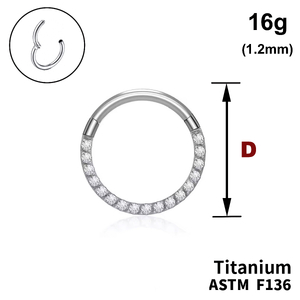 Кільце-клікер, з кристалами з боків, 16g&nbsp;(1.2мм), ТИТАН