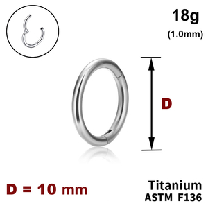 Кільце-клікер 10мм, гладке, 18g (1.0мм), ТИТАН