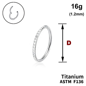 Кільце-клікер, з тисненням по кромці, 16g&nbsp;(1.2мм), ТИТАН