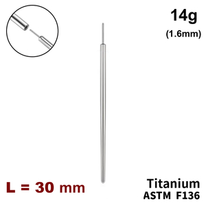 Тапер прямий 14g (1.6мм), для безрізьбових прикрас, ТИТАН